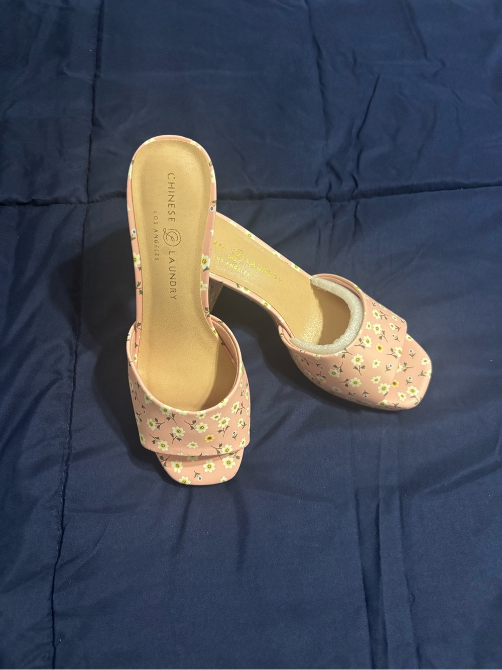 Chinese Laundry Pink Floral Open-Toe Mules